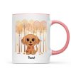 Fall Season Tree Line Watercolor Cute Dogs Personalized Mug