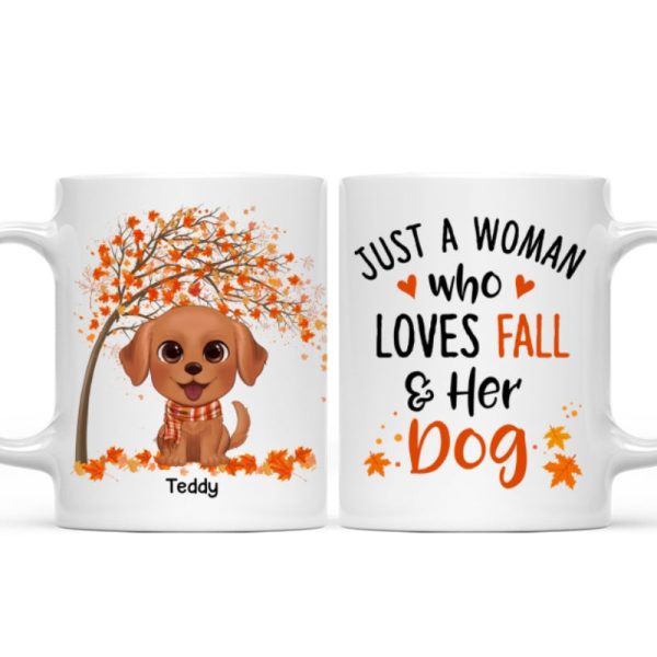 Fall Season Watercolor Cute Dogs Just Girl Who Loves Fall And Her Dogs Personalized Mug