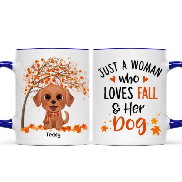 Fall Season Watercolor Cute Dogs Just Girl Who Loves Fall And Her Dogs Personalized Mug