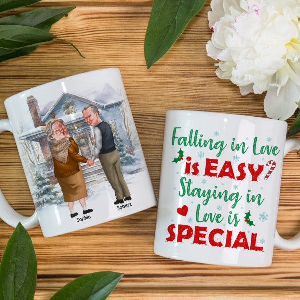 Falling In Love Is Easy? Staying In Love Is Special- Personalized Coffee Mug- Gift For Him/ Gift For Her- Christmas Gift- Old Couple Coffee Mug