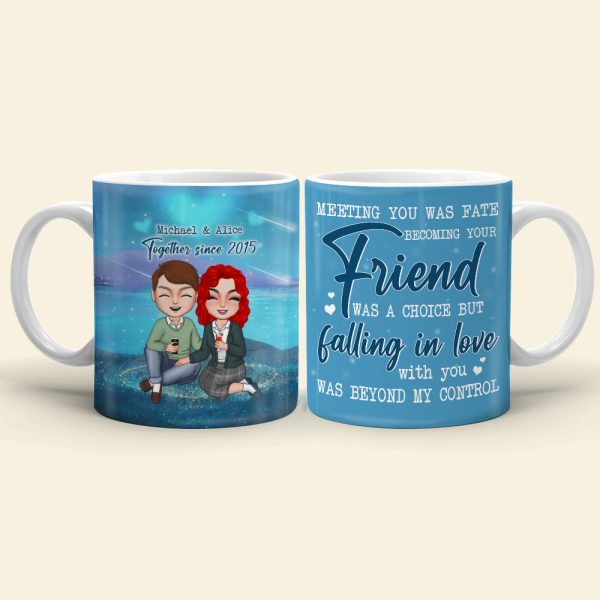 Falling In Love With You, Anniversary Couple Chilling White Edge to Edge Mug