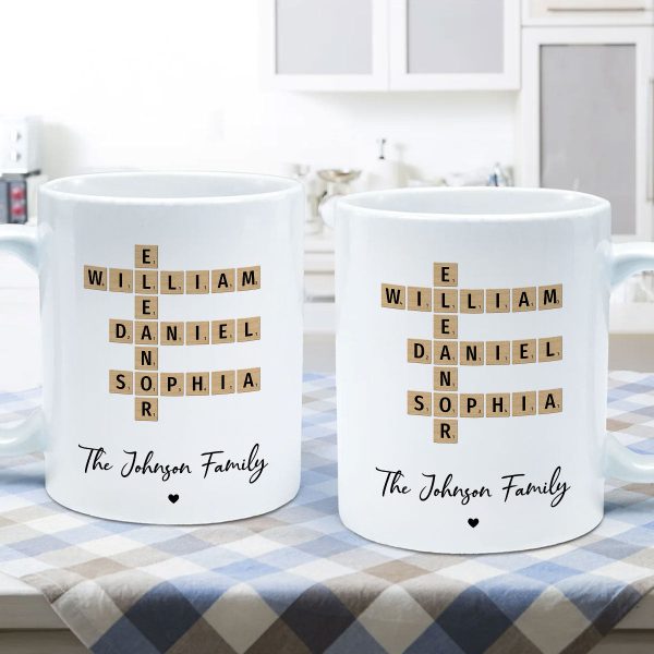 Family Crossword Puzzle Art Gift For Family Friends Personalized Mug