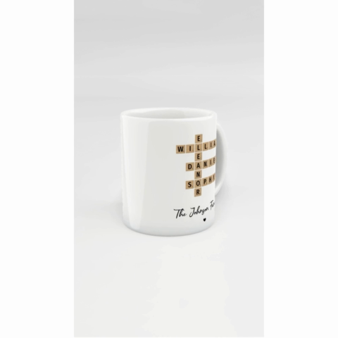 Family Crossword Puzzle Art Gift For Family Friends Personalized Mug