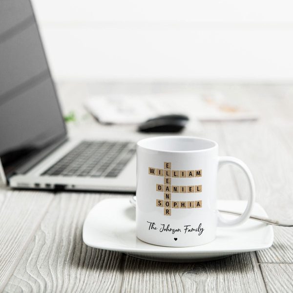 Family Crossword Puzzle Art Gift For Family Friends Personalized Mug