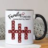 Family Forever Connected by Heart 3D Crystal Crossword - Personalized Mug - Sentimental Gift for for Loved Ones