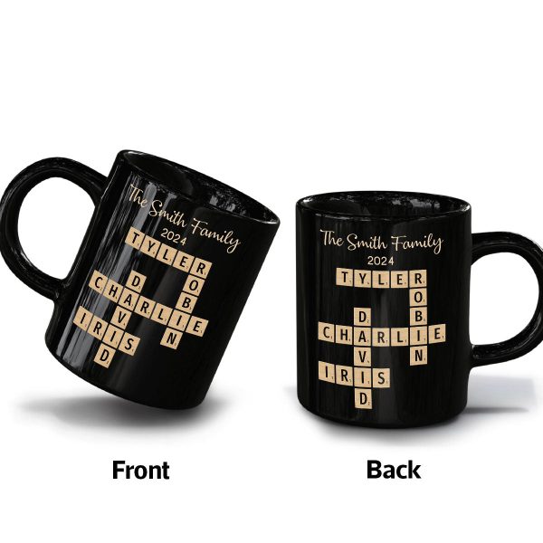 Family Forever Linked Together Crossword Puzzle Art Personalized Mug, Gift For Brothers, Sisters, Siblings, Family