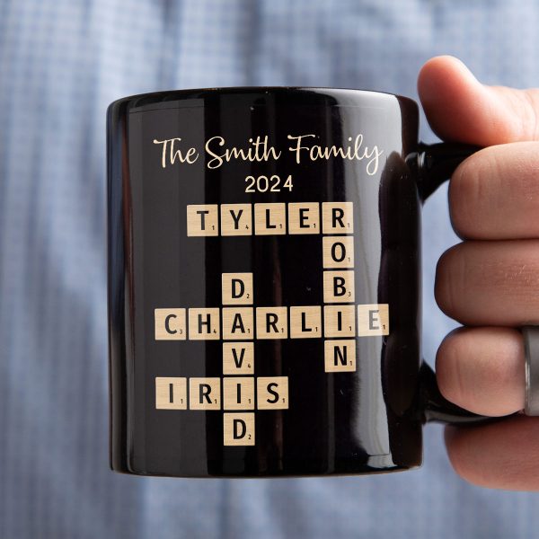 Family Forever Linked Together Crossword Puzzle Art Personalized Mug, Gift For Brothers, Sisters, Siblings, Family