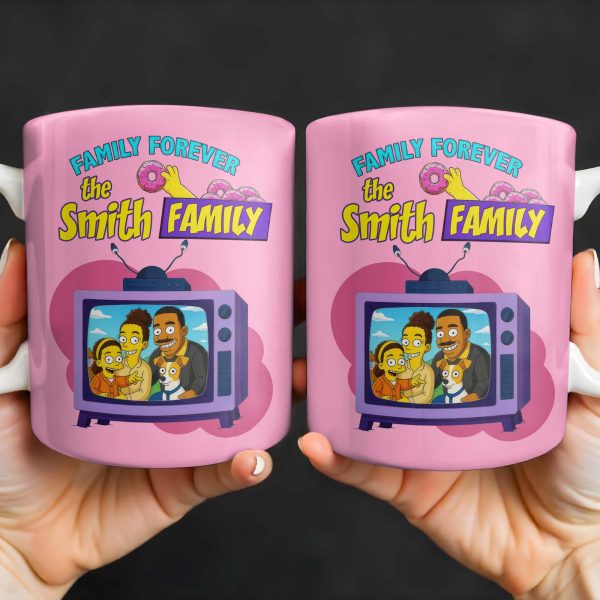 Family Forever Television And Cartoon Design - Personalized Custom Coffee Mug - FAM397_MG
