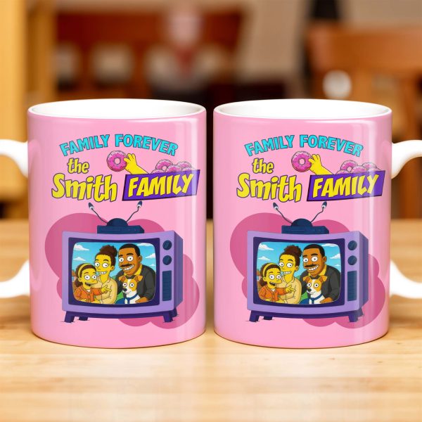 Family Forever Television And Cartoon Design - Personalized Custom Coffee Mug - FAM397_MG