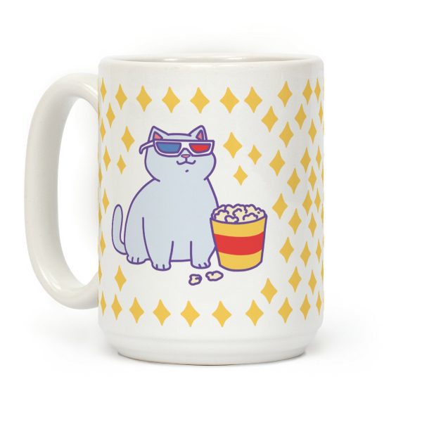 Fat Cat With Popcorn Coffee Mug