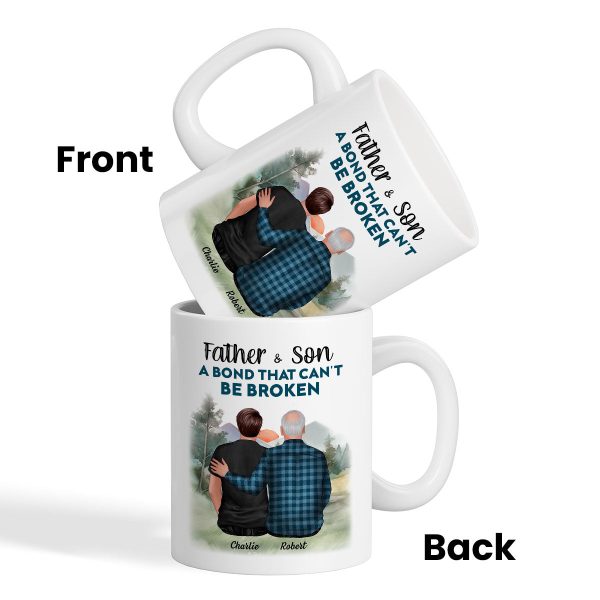 Father And Son Daughter, A Bond That Can't Be Broken Personalized Mug, Father's Day Gift For Dad, For Husband, For Him