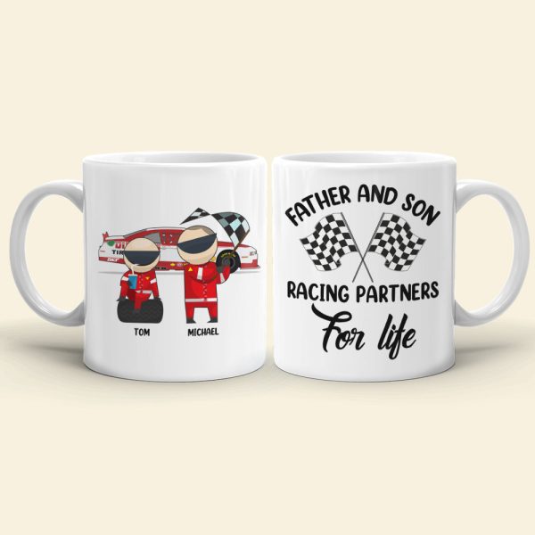 Father And Son Racing Partners For Life Personalized Mug, Gift For Family