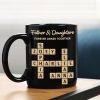 Father & Daughters Sons Forever Linked Together Crossword Puzzle Art Personalized Mug, Heartfelt Father's Day Gift For Dad
