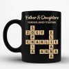 Father & Daughters Sons Forever Linked Together Crossword Puzzle Art Personalized Mug, Heartfelt Father's Day Gift For Dad
