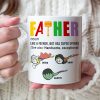Father Like A Father But Has Super Sperms Personalized Father's White Mug, Gift For Father