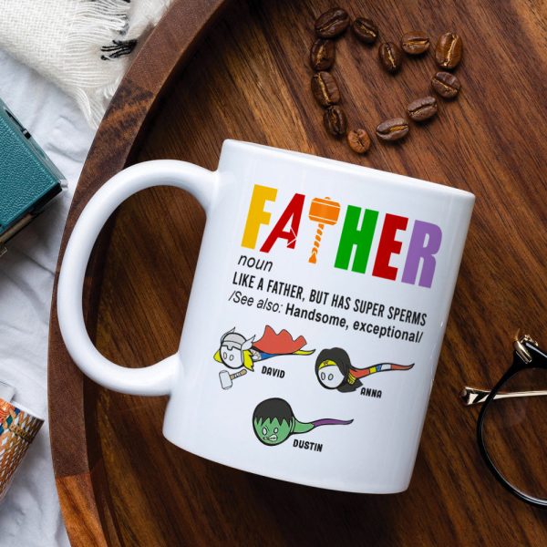 Father Like A Father But Has Super Sperms Personalized Father's White Mug, Gift For Father