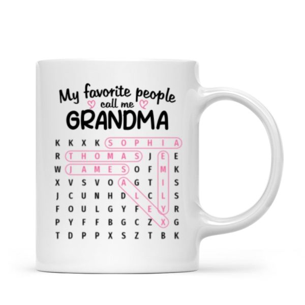 Favorite People Call Me Grandma Word Search Puzzle - Personalized Mug - Mother's Day Gift For Grandma