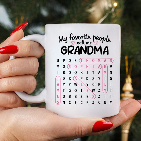 Favorite People Call Me Grandma Word Search Puzzle - Personalized Mug - Mother's Day Gift For Grandma