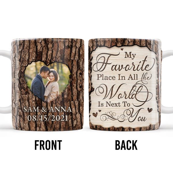 Favorite Place Next To You With Heart Shaped Photo - Personalized Custom Coffee Mug - CPL175_MG
