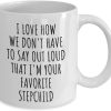 Favorite Stepchild Coffee Mug Funny Gift for Stepmom Stepdad from Stepdaughter Stepson, Mothers Day Birthday Gift