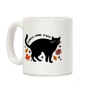 Feral Girl Fall Black Cat Coffee Mug