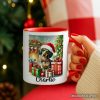 Festive Dachshund Delight Personalized Mug, Joyful Christmas Gift with Custom Name