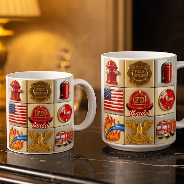 Fire Rescue Courage & Honor Firefighter Essentials - Personalized Custom Coffee Mug - FIF040_MG