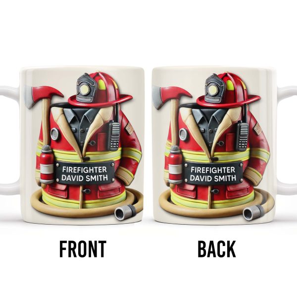 Firefighter, Gear and Helmet - Personalized Custom Coffee Mug - GRAD267_MG
