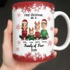 First Christmas As A Family Of Four With Snowflakes - Personalized Custom Coffee Mug - FAM774_MG