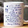 First Christmas Married Doodle Pattern - Personalized Mug - Christmas Gift For Him, For Her, For Couple