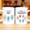 First Dad Now Grandpa Colored Handprints - Personalized Custom Coffee Mug - DAD225_MG