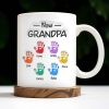 First Dad Now Grandpa Colored Handprints - Personalized Custom Coffee Mug - DAD225_MG
