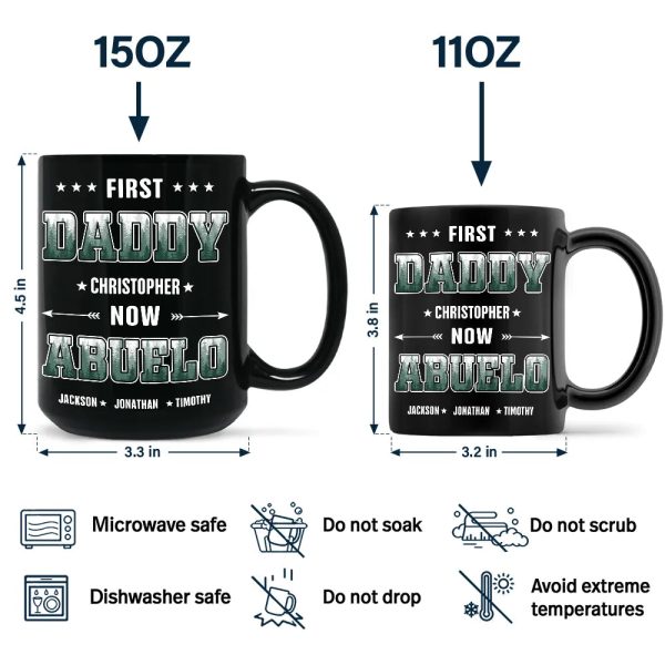 First Dad Now Papa Fir Forest - Personalized Black Mug