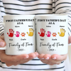 First Father's Day As A Family Of Four Handprints - 3D Inflated Effect Printed Mug, Personalized Mug
