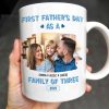 First Father's Day As A Family Of Three, Family Photo And Heart Icons - Personalized Custom Coffee Mug - DAD117_MG