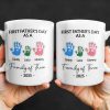 First Father's Day As A Family of Three, Handprints - Personalized Custom Coffee Mug - DAD074_MG