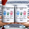 First Father's Day As A Family of Three, Handprints - Personalized Custom Coffee Mug - DAD074_MG