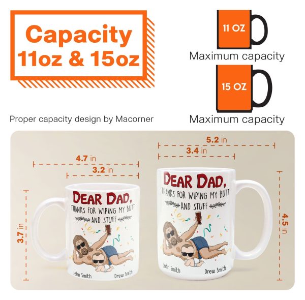 First Fathers Day Gift Thanks For Wiping My Butt And Stuff - Personalized Mug
