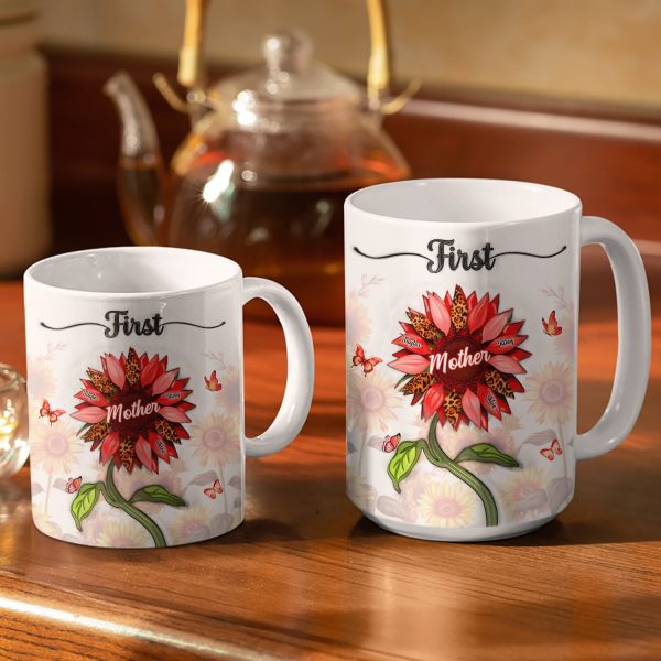 First Mom Now Grandma - Gift For Mothers, Grandmas, Aunties - Personalized White Edge-to-Edge Mug