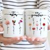 First Mom Now Grandma Birth Flower Personalized Mug
