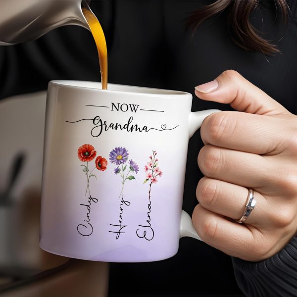First Mom Now Grandma Celebrating Generations - Personalized Custom Coffee Mug - GRM037_MG
