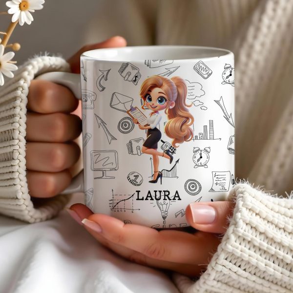 First Of All Run Away Facts Data Destroy Quote With Business Woman - Personalized Custom Coffee Mug - COL073_MG