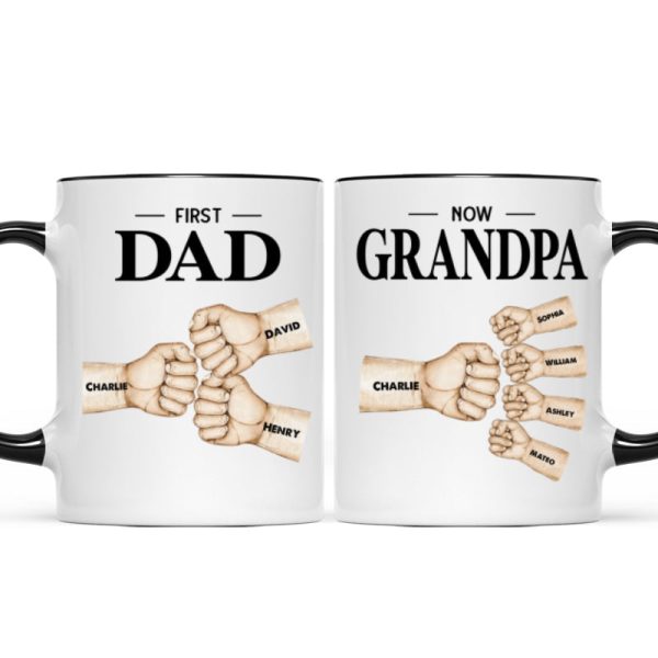 Fist Bump First Dad Now Grandpa Personalized Mug