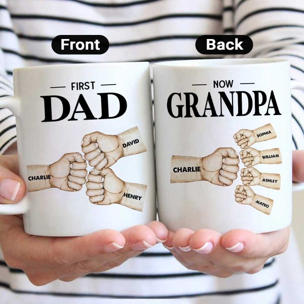 Fist Bump First Dad Now Grandpa Personalized Mug