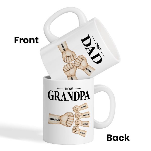 Fist Bump First Dad Now Grandpa Personalized Mug