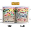 Flamingo Bestie The Beach Is Calling Custom Mug