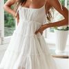 Flattering Tiered Ruffle Empire Waist Mini Summer Sundress - White