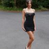 Floral Applique Lace Patchwork Slip Mini Dress