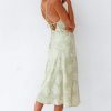 Floral Cowl Neck High Slit Slip Midi Dress - Sage Green
