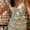 Floral Layered Ruffle Corset Midi Dress